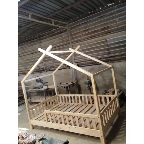 Giường cho bé hình ngôi nhà - Giường ghép công chúa gỗ thông, kích thước 80x150cm, tạo cảm giác thích thú cho trẻ em