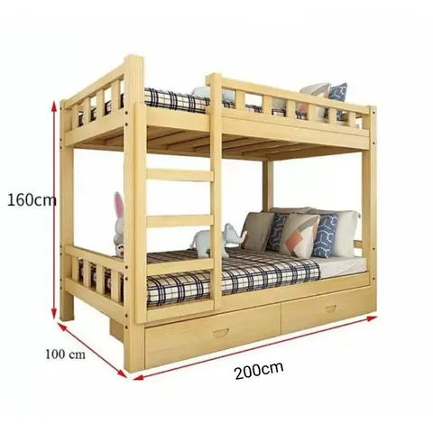 Giường 2 Tầng Gỗ Tự Nhiên Nhập Khẩu - Kích Thước 100x200cm, Bền Bỉ, Chống Ẩm, 2 Ngăn Kéo Tiện Lợi, Miễn Phí Vận Chuyển Tại SG