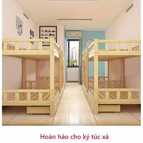 Giường 2 Tầng Gỗ Tự Nhiên Nhập Khẩu - Kích Thước 100x200cm, Bền Bỉ, Chống Ẩm, 2 Ngăn Kéo Tiện Lợi, Miễn Phí Vận Chuyển Tại SG