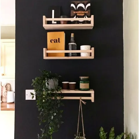 Kệ Treo Tường Chữ U Gỗ Thông 60x15x10cm - Kệ Đựng Gia Vị, Sách, Trang Trí Cho Không Gian Nhỏ Gọn, Xinh Xắn