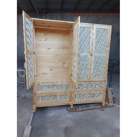 Tủ Quần Áo Cánh Mây 4 Cánh Gỗ Tự Nhiên - Sang Trọng và Nhẹ Nhàng, Kích Thước 180x55x200 cm, Thiết Kế Theo Yêu Cầu
