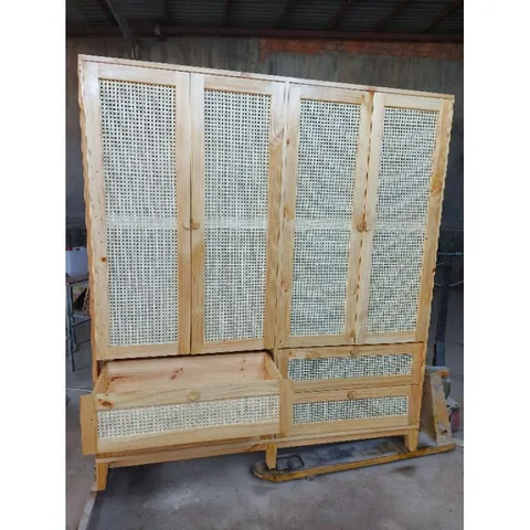 Tủ Quần Áo Cánh Mây 4 Cánh Gỗ Tự Nhiên - Sang Trọng và Nhẹ Nhàng, Kích Thước 180x55x200 cm, Thiết Kế Theo Yêu Cầu