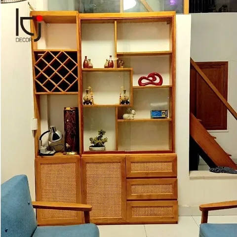 Tủ Rượu Gỗ Sồi Kiêm Vách Ngăn Phòng Khách - Chất Liệu Bền Đẹp, Miễn Phí Vận Chuyển Tại Sài Gòn