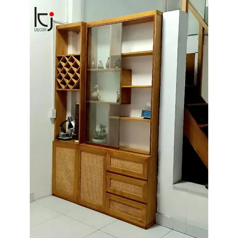 Tủ Rượu Gỗ Sồi Kiêm Vách Ngăn Phòng Khách - Chất Liệu Bền Đẹp, Miễn Phí Vận Chuyển Tại Sài Gòn