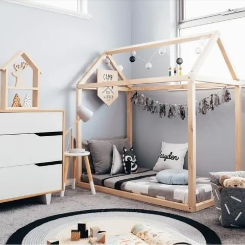 Giường Ngôi Nhà Cho Bé - Giường Gỗ Thông 100x160cm An Toàn và Thẩm Mỹ, Dễ Dàng Lắp Đặt, Thích Hợp Cho Bé Yêu