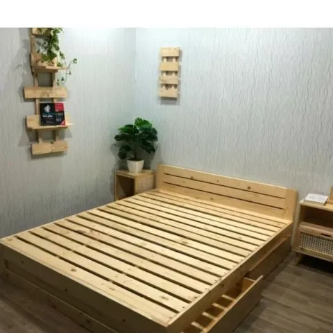 [KID078] Giường gỗ tự nhiên có ngăn kéo