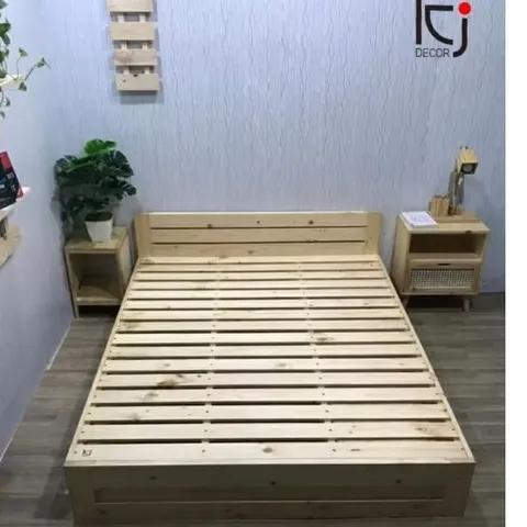 [KID078] Giường gỗ tự nhiên có ngăn kéo