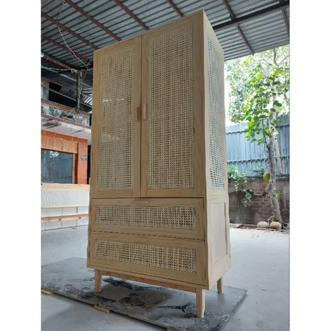 Tủ Quần Áo Cánh Mây Gỗ Thông Nhập Khẩu 100x55x200cm - Đẹp, Bền, Phong Cách Thiết Kế Hiện Đại, Thích Hợp Cho Nhà Cửa
