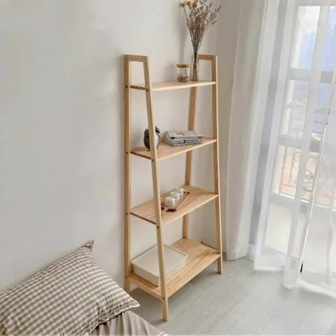 Kệ sách 4 tầng gỗ thông tự nhiên - Đẹp, bền, chống ẩm mốc - Kích thước 64x35x150cm - Thích hợp cho văn phòng và phòng khách