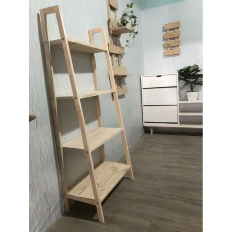 Kệ sách 4 tầng gỗ thông tự nhiên - Đẹp, bền, chống ẩm mốc - Kích thước 64x35x150cm - Thích hợp cho văn phòng và phòng khách