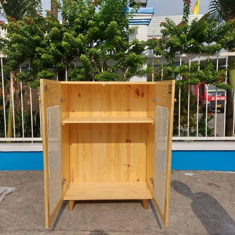 Tủ Giày Gỗ Thông Mây Tự Nhiên - Tủ Đựng Giày Cổ Điển Với Nhiều Ngăn Tiện Lợi - Kích Thước 80x35x110cm