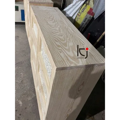 Tủ Mây Vintage 6 Ngăn Kéo Ki Décor - Tủ Đồ Gỗ Thông Chất Lượng Cao, Phong Cách Cổ Điển 100x35x80cm