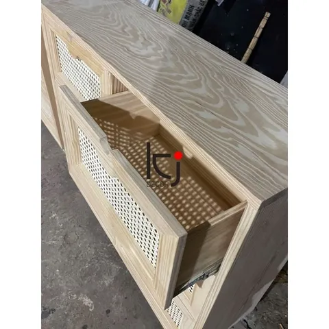 Tủ Mây Vintage 6 Ngăn Kéo Ki Décor - Tủ Đồ Gỗ Thông Chất Lượng Cao, Phong Cách Cổ Điển 100x35x80cm