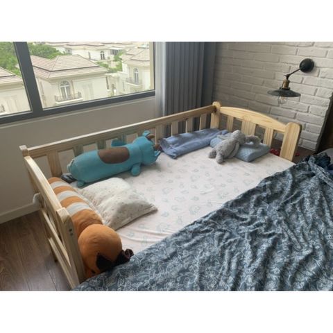 Giường Đơn Cho Bé - Giường Ghép với Bố Mẹ Gỗ Thông An Toàn, Kích Thước 70x140cm, Tải Trọng 250kg, Bảo Hành 12 Tháng