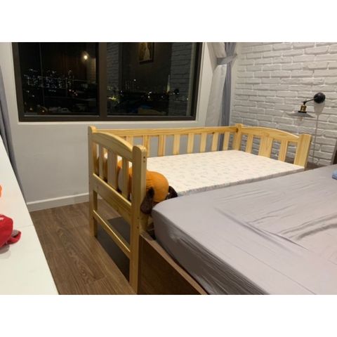 Giường Đơn Cho Bé - Giường Ghép với Bố Mẹ Gỗ Thông An Toàn, Kích Thước 70x140cm, Tải Trọng 250kg, Bảo Hành 12 Tháng