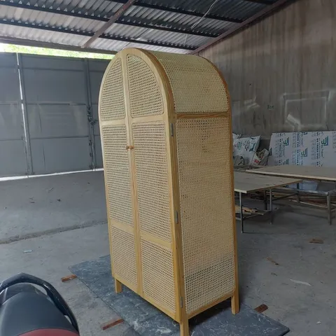 Tủ quần áo mây tre Indochine phong cách vintage - Gỗ thông tự nhiên, decor phòng ngủ, phù hợp cho homestay và không gian sống hiện đại