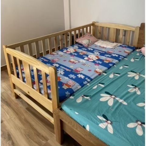 Giường cũi ghép cho bé - Giường ngủ gỗ tự nhiên chắc chắn, kích thước 80x150cm, sản phẩm an toàn cho trẻ em, không kèm nệm