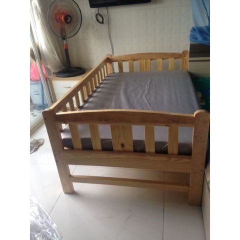 Giường cũi ghép cho bé - Giường ngủ gỗ tự nhiên chắc chắn, kích thước 80x150cm, sản phẩm an toàn cho trẻ em, không kèm nệm