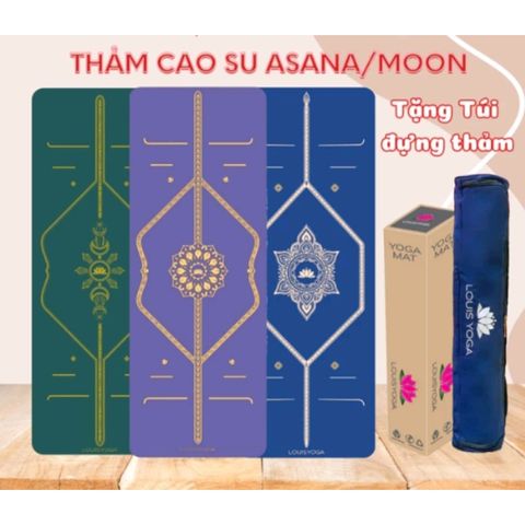 Thảm Tập Yoga Cao Su Tự Nhiên LOUISYOGA - Phiên Bản Asana/Moon, Chống Trơn Trượt 100%, Tặng Túi Đựng, Kích Thước 183x68cm
