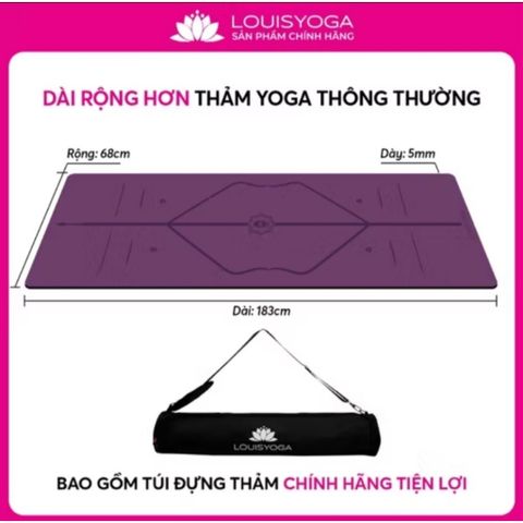 Thảm Tập Yoga Cao Su LOUIS DIAMOND 183x68x0.5cm - Chống Thấm, Đường Khắc Tiện Dụng, Tặng Kèm Túi Đựng Chất Lượng Cao