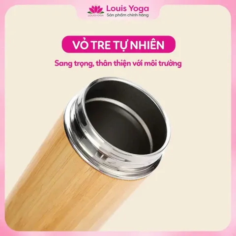 Bình Nước Giữ Nhiệt 450ml Louis Yoga - Vỏ Tre Sang Trọng, Inox 304 An Toàn, Giữ Nhiệt Lâu, Tiện Lợi Mọi Nơi