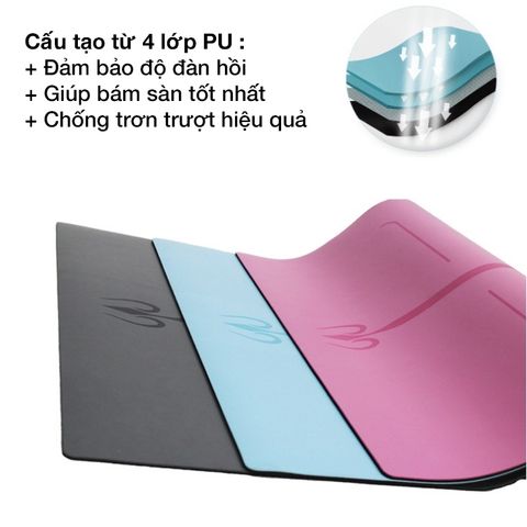Thảm Yoga Định Tuyến PU Cao Cấp Chống Trơn Trượt - Thảm Tập Yoga Chất Liệu Cao Su Tự Nhiên, Thấm Hút Mồ Hôi, Bảo Vệ Xương Sống