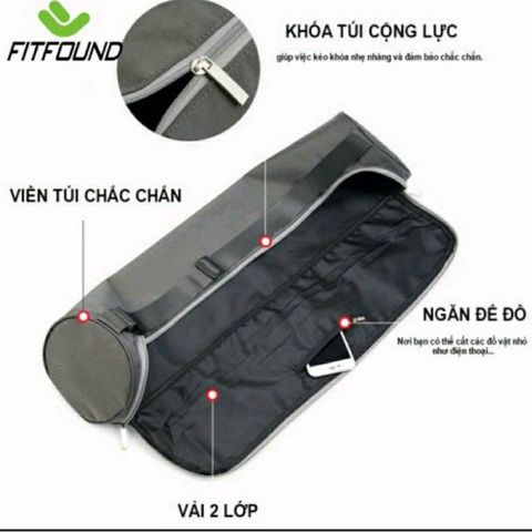 Túi Đựng Thảm Tập Yoga Cao Cấp HATHA YOGA - Chống Nước, Đầy Đủ Tiện Nghi, Độ Bền Cao - Màu Xám Sang Trọng