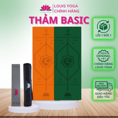 (TẶNG TÚI ) Thảm cao su tập yoga Louis Yoga phiên bản Basic định tuyến - Chất liệu cao su chống trơn trượt - LOUISYOGA
