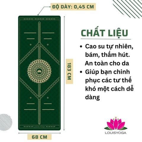 Thảm cao su tập yoga Louis phiên bản Lucky định tuyến Chất liệu cao su non chống trơn, chống trượt, độ đàn hồi cao