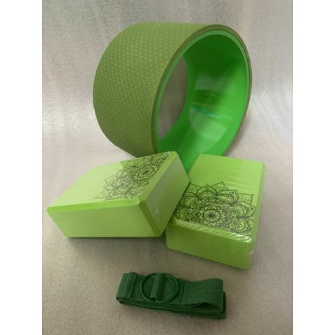 Combo vòng yoga bản to 20cm, gạch tập yoga , dây hỗ trợ tập yoga