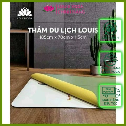 Thảm yoga du lịch louis yoga, khăn trải thảm 2 trong 1 cao cấp chống trơn trượt tặng kèm túi
