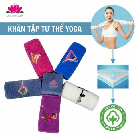 Khăn Cotton Thể Thao LOUIS YOGA Thấm Hút Mồ Hôi - Hình Cô Gái Tập Yoga - Phụ Kiện Tập Gym Chất Lượng Cao