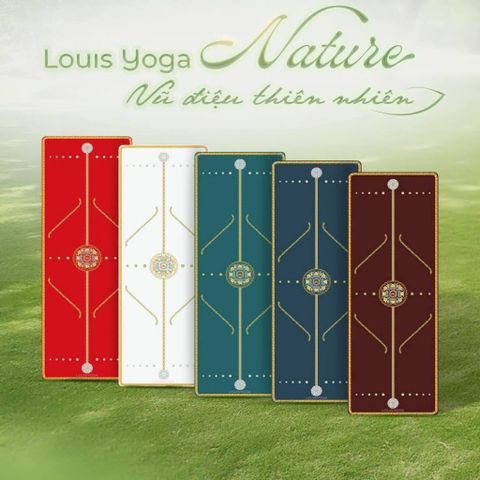 Thảm tập Yoga cao su cao cấp hãng Louis Yoga có định tuyến - Chống trơn, thấm mồ hôi, bám tốt - phiên bản Nature