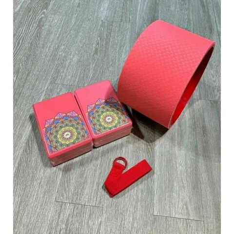 Combo Vòng Tập Yoga lớn 20cm - 2 Gạch Mandala LOUIS YOGA & 1 Dây Cotton 1m8 - Dụng Cụ Hỗ Trợ Tập Yoga Chuyên Nghiệp
