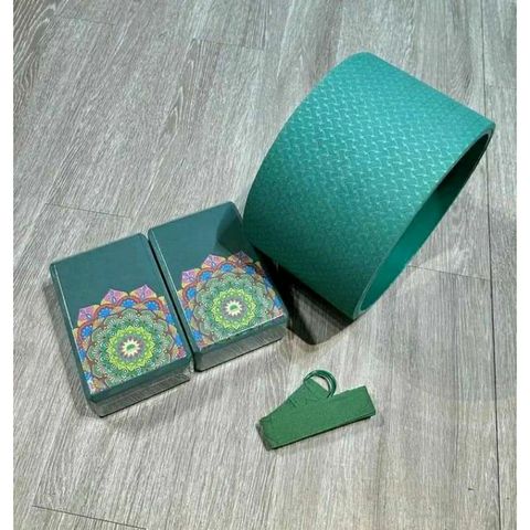 Combo Vòng Tập Yoga lớn 20cm - 2 Gạch Mandala LOUIS YOGA & 1 Dây Cotton 1m8 - Dụng Cụ Hỗ Trợ Tập Yoga Chuyên Nghiệp