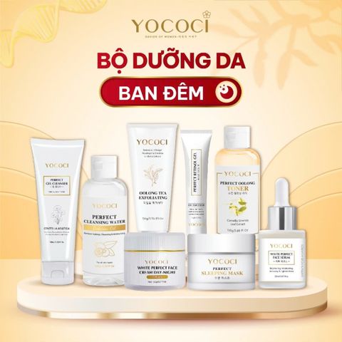 Bộ Dưỡng Da Ban Đêm Cao Cấp YOCOCI - Set 8 Sản Phẩm Chăm Sóc Da Toàn Diện, Dưỡng Ẩm & Phục Hồi Da, Ngăn Lão Hóa