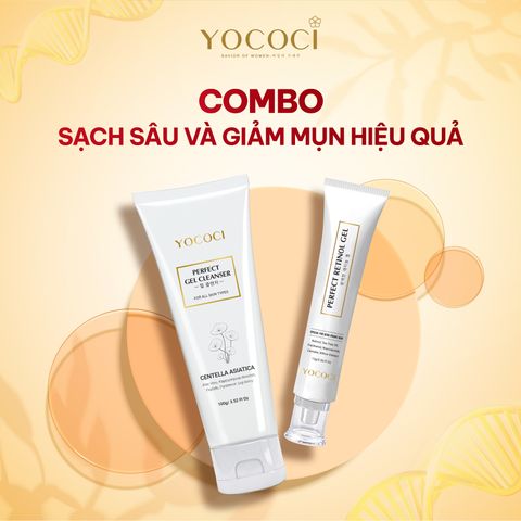 Combo Chăm Sóc Da Ngừa Mụn Yococi - Sữa Rửa Mặt 100ml & Gel Chấm Mụn 15g Cho Da Sáng Mịn, Giảm Sưng Viêm