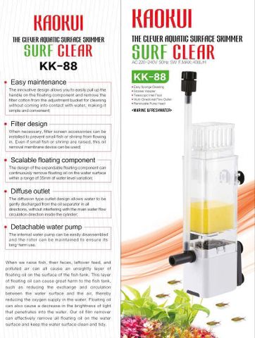 Lọc váng mini Kaokui Surf Clear KK-88 - Giải pháp lý tưởng cho hồ cá tép cảnh, loại bỏ dầu nổi, duy trì môi trường sạch sẽ