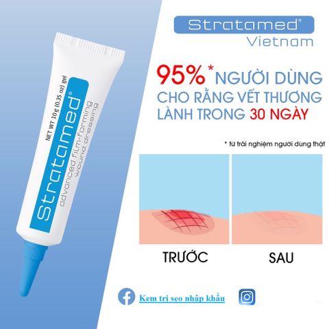 Combo Gel Silicone Strataderm & Stratamed cho vết thương hở, hỗ trợ ngăn ngừa sẹo xấu, làm mềm và phẳng vết sẹo, hiệu quả cao.