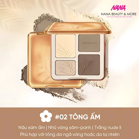 JudyDoll Bảng Phấn Bắt Sáng & Tạo Khối 4 Màu Tự Nhiên 9g - Phấn Trang Điểm Lâu Trôi, Định Hình Gương Mặt Rạng Rỡ