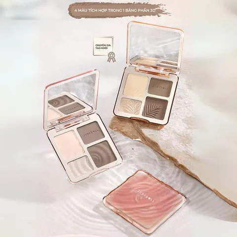 JudyDoll Bảng Phấn Bắt Sáng & Tạo Khối 4 Màu Tự Nhiên 9g - Phấn Trang Điểm Lâu Trôi, Định Hình Gương Mặt Rạng Rỡ