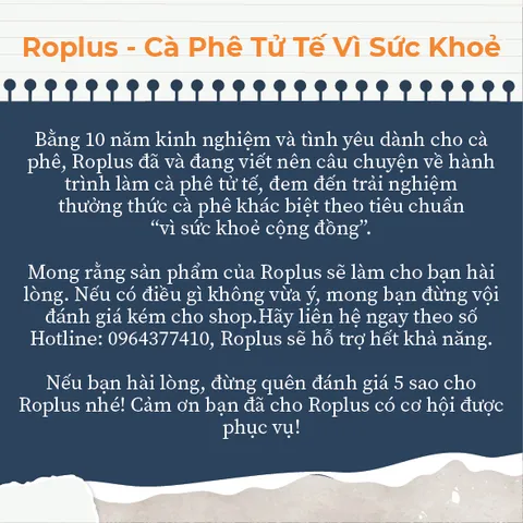 Cà Phê Robusta Nguyên Chất Rang Mộc Roplus - Hương Vị Chocolate, Caramel - Phù Hợp Pha Phin, Máy - Hàng Chất Lượng Cao