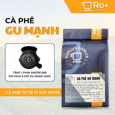 Combo 1kg Cafe Gu Mạnh Roplus + Phin Nhôm Anode - Hương Thơm Quyến Rũ, Đậm Đà Robusta & Arabica - Quà Tặng Tặng Bình Thường