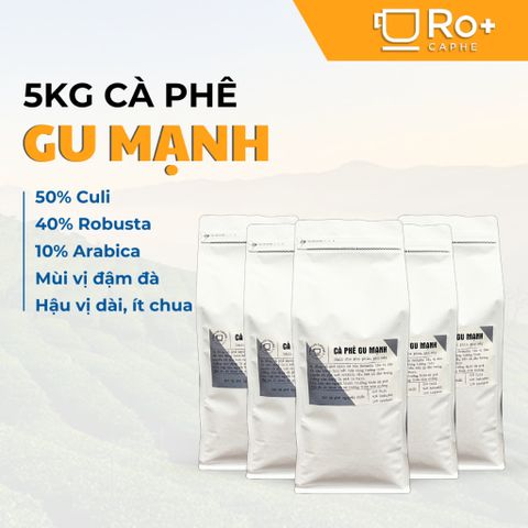 Cà phê Gu Mạnh Roplus 5KG Nguyên Chất Rang Mộc - Hương Đắng Thơm Đậm Đà, Pha Phin và Pha Máy, Quà Tặng Tuyệt Vời