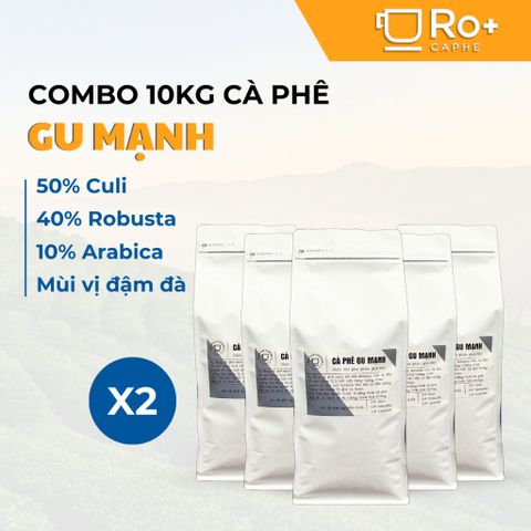 Cà Phê Gu Mạnh Nguyên Chất Rang Mộc 10 KG - Cafe Pha Phin & Pha Máy - Vị Đắng Thơm Đậm Đà, Roplus Coffee