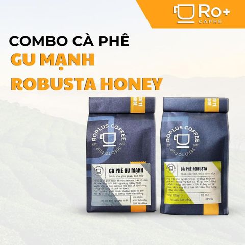 Combo Cà Phê Robusta Honey và Gu Mạnh - Nguyên Hạt Cafe Rang Xay Phù Hợp Pha Phin và Pha Máy - Hương Vị Đậm Đà, Chất Lượng Cao