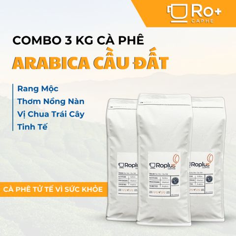 Cà phê Arabica Cầu Đất Nguyên Chất Rang Mộc 3 KG - Pha Phin & Pha Máy Cold Brew, Hương Vị Tươi Nguyên Bản, Không Phụ Gia