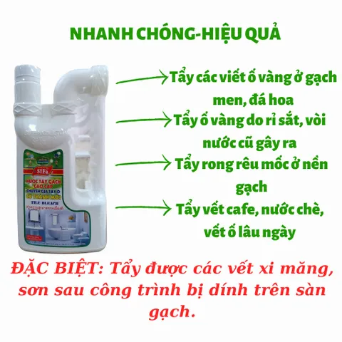 Nước Tẩy Gạch Ố Vàng SIFA - Tẩy Nhà Tắm, Nhà Vệ Sinh, Vết Ố Nước Chè, Cafe, Rỉ Sắt, Tẩy Sơn, Tẩy Xi Măng Hiệu Quả