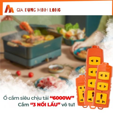 Ổ Cắm Điện SOPOKA 6000W Lõi Sứ Chống Cháy An Toàn - Thiết Kế Đẹp, Chịu Tải 3 Nồi Lẩu, Bảo Hành 02 Năm