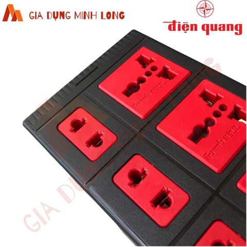 Ổ Cắm 8 Lỗ Đa Năng Điện Quang ECO ĐQ ESK 8ECO - Dây 2m/5m, Chịu Tải, Nhựa ABS, Đèn Hiển Thị Nguồn, Thích Hợp Cho Mọi Tiêu Chuẩn Phích Cắm